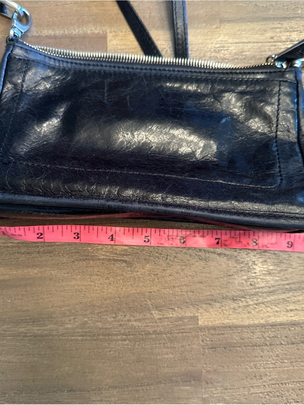 HOBO Black Leather Crossbody Bag with Silver Hardware